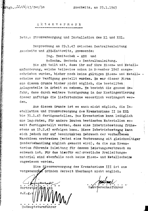 Document dated January 29, 1943