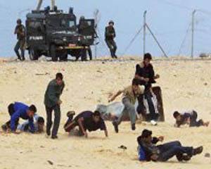 Israeli troops shooting Palestnians