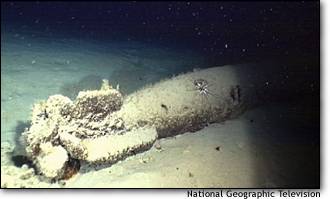 Japanese torpedo on seabed