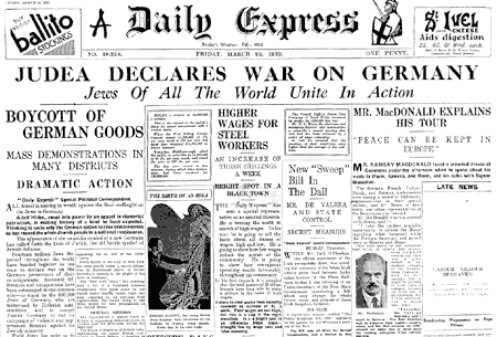 Daily Express headline, 24 Mar 1933