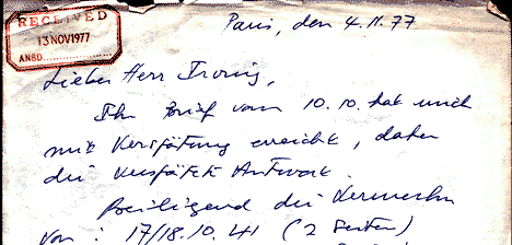 Genoud to Irving November 4, 1977