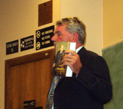 Irving with Churchill book