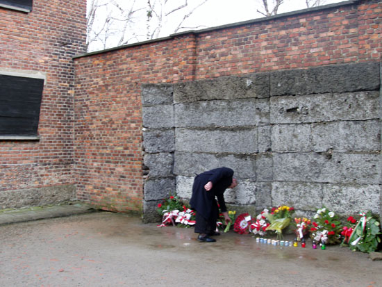 David Irving lays wreath at Auschwitz 