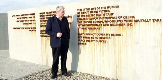 Irving at Belzec monument
