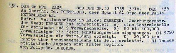 Dresden air raid casualties, 100,000 missing