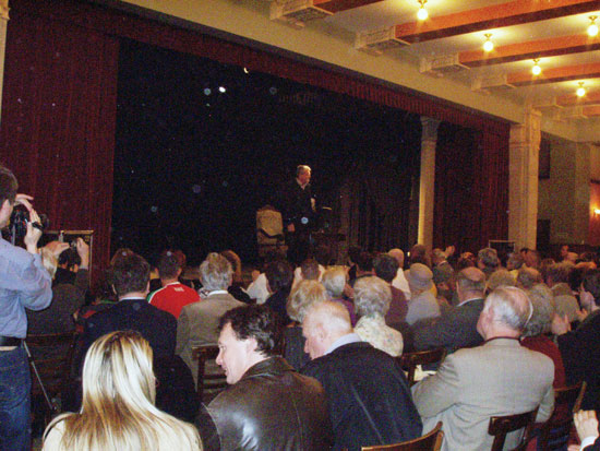 Irving addresses the audience