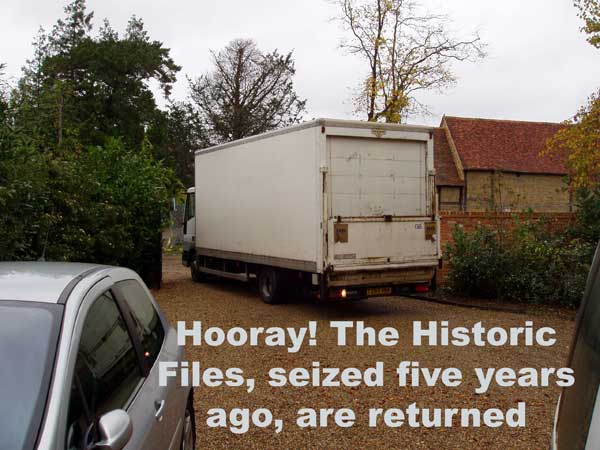 truck reverses gingerly through the gates of our new Windsor home, bringing back 150 boxes of archive files