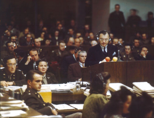 Robert H Jackson makes opening speech at Nuremberg Tribunal